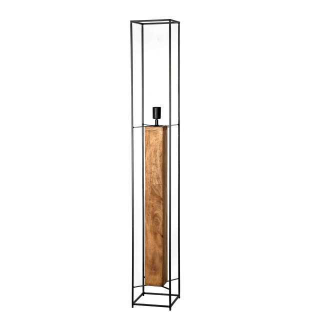 Livingfurn vloerlamp dakota black mangohout / gecoat staal 2059191 large
