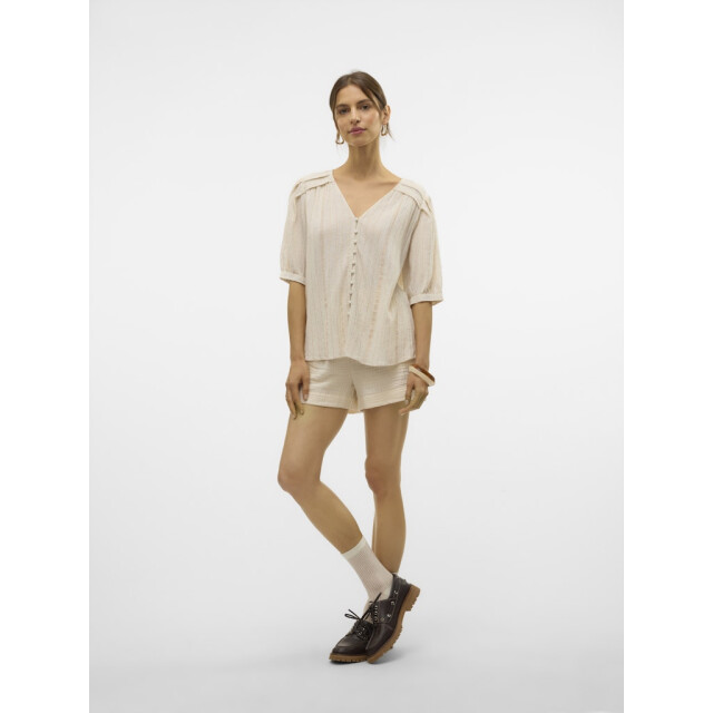 Vero Moda vmdahlia s/s v-neck shirt wvn btq 10329115 pumice stone 06613.198.0025 large