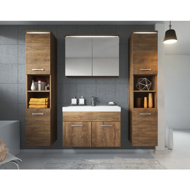 Badplaats Badkamermeubel set paso xl 80 x 40 cm bruin eiken badmeubel met 3181364 large