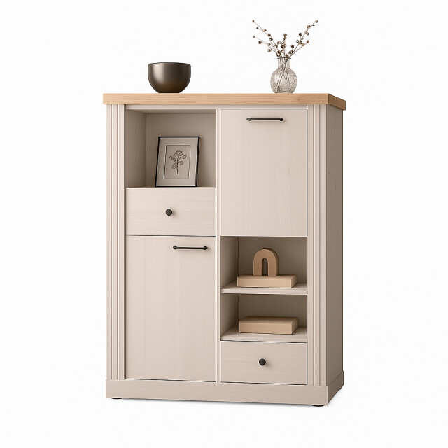 CaliCosy Hoge dressoir met 2 deuren, 2 laden en 3 nissen h160 cm country 3042328 large