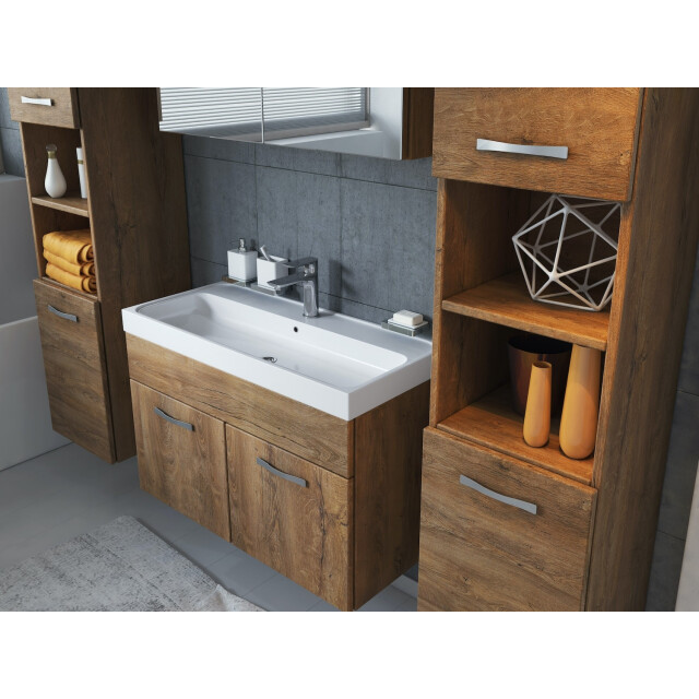 Badplaats Badkamermeubel set paso xl 80 x 40 cm bruin eiken badmeubel met 3181364 large