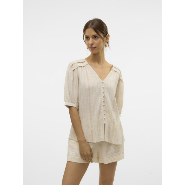Vero Moda vmdahlia s/s v-neck shirt wvn btq 10329115 pumice stone 06613.198.0025 large