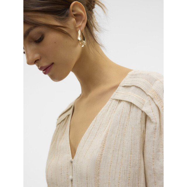 Vero Moda vmdahlia s/s v-neck shirt wvn btq 10329115 pumice stone 06613.198.0025 large