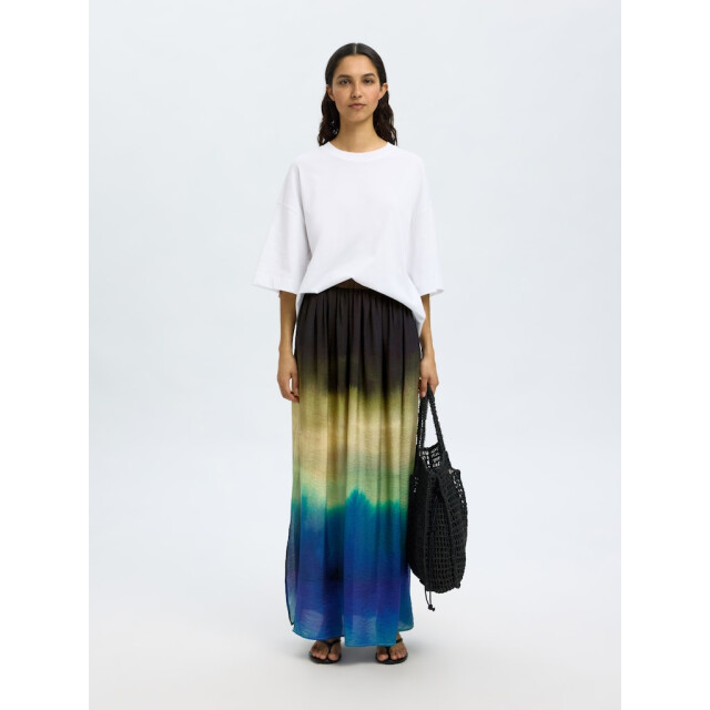 Selected Femme slfvilmi hw aop maxi slit skirt b 16097918 chestnut 06415.500.0007 large