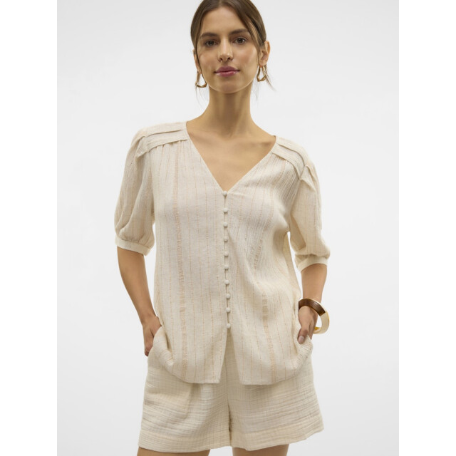 Vero Moda vmdahlia s/s v-neck shirt wvn btq 10329115 pumice stone 06613.198.0025 large