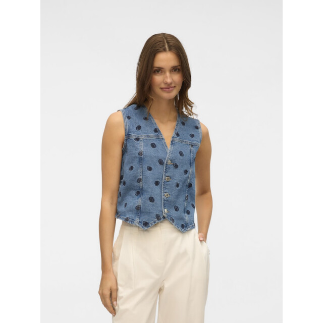 Vero Moda vmalina sl denim waistcoat vi3495 10330443 medium blue denim 06226.265.0026 large