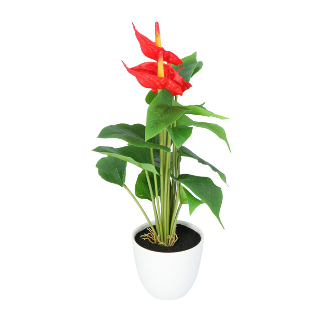 Kopu ® 2 stuks anthurium kunstplant 40 cm 3 bloemen flamingoplant 2612746 large