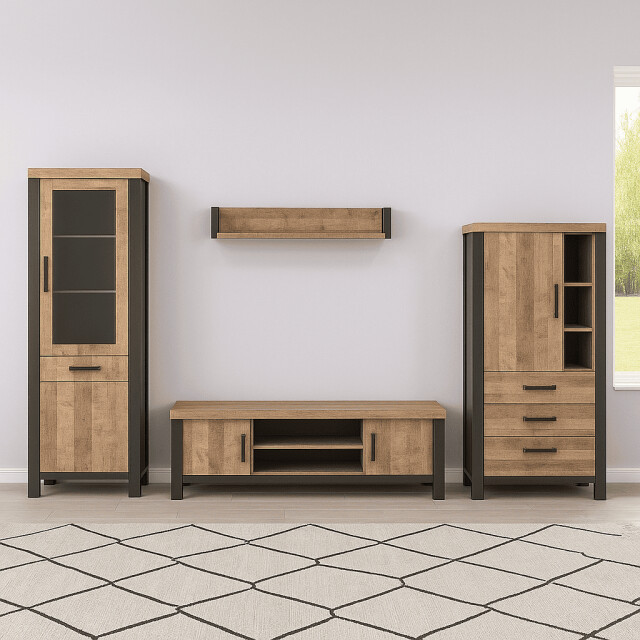 CaliCosy Vitrine met 2 deuren, waarvan 1 met gehard glas, en 1 lade l70 cm emile 3042318 large