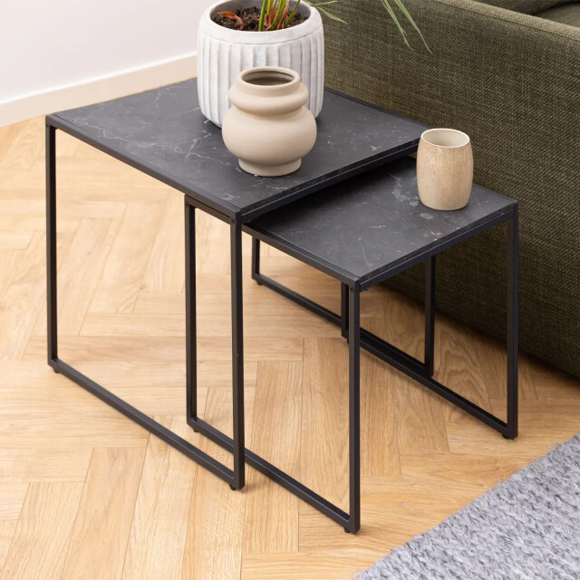 Lisomme Imke salontafel marmerlook antraciet set van 2 2028024 large