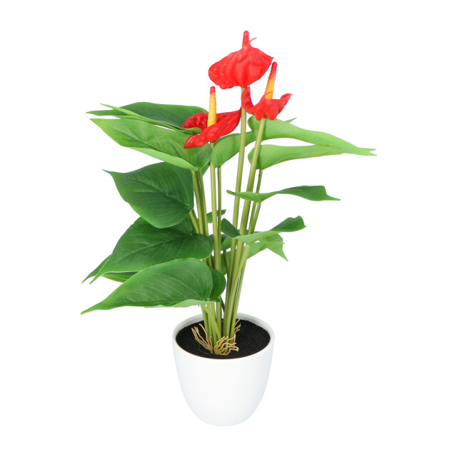 Kopu ® 2 stuks anthurium kunstplant 40 cm 3 bloemen flamingoplant 2612746 large