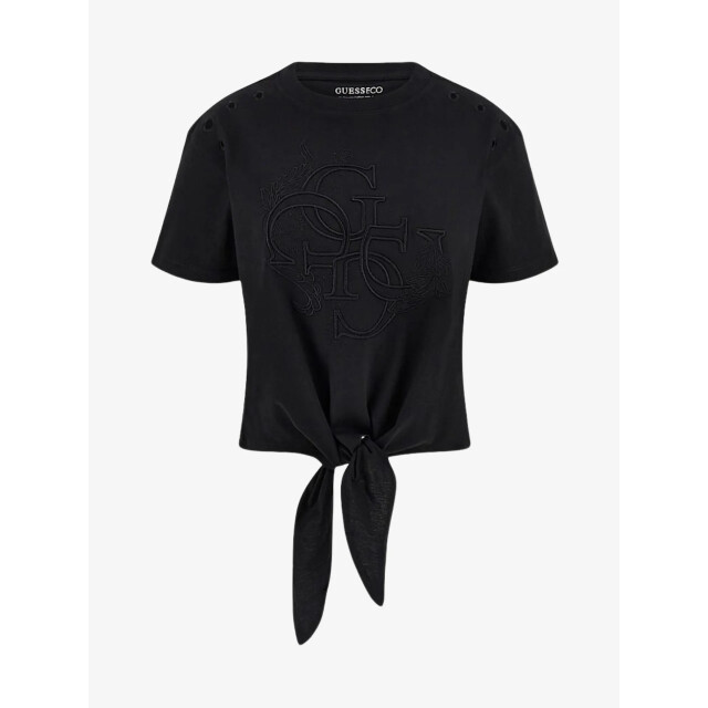 Guess Dames t-shirt eyelet tone on black W5GI18-I3Z14-JBLK large
