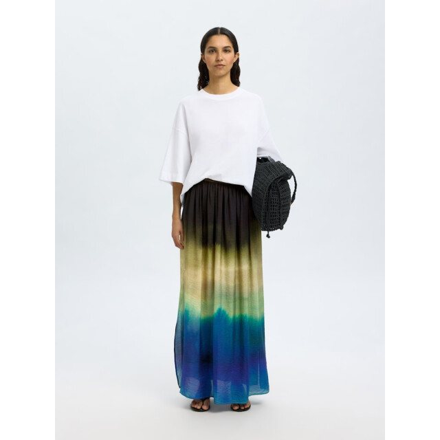 Selected Femme slfvilmi hw aop maxi slit skirt b 16097918 chestnut 06415.500.0007 large