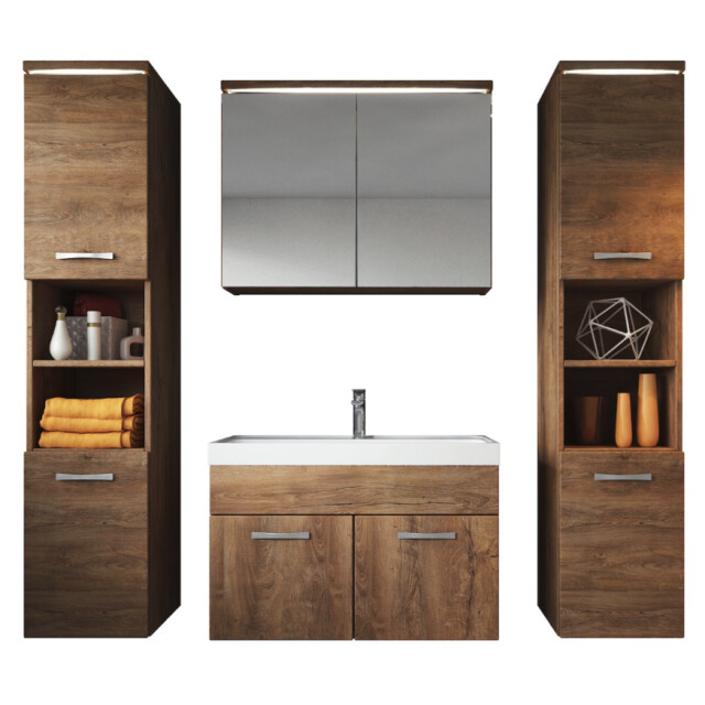 Badplaats Badkamermeubel set paso xl 80 x 40 cm bruin eiken badmeubel met 3181364 large