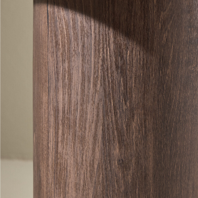 Nest living Jente ronde houten bijzettafel donkerbruin met travertine tafelblad- Ø 50 cm 3195766 large