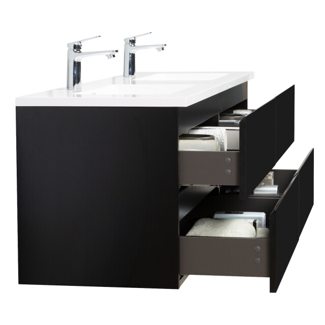 Badplaats Badkamermeubel set angela 160cm mat zwart badmeubel met wastafel 3195789 large