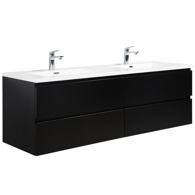 Badplaats Badkamermeubel set angela 160cm mat zwart badmeubel met wastafel 3195789 large
