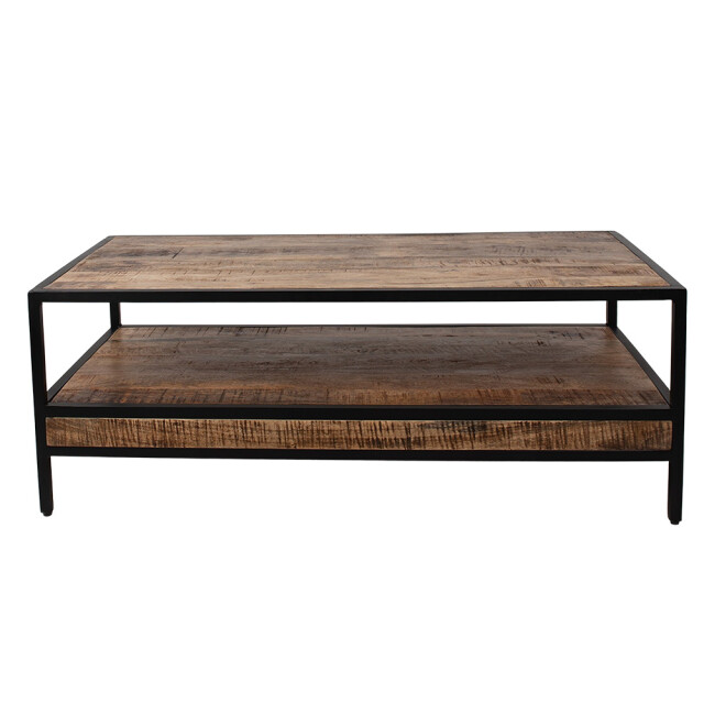 Clayre & Eef Salontafel 110x55x40 cm zwart hout ijzer bijzettafel 2444163 large