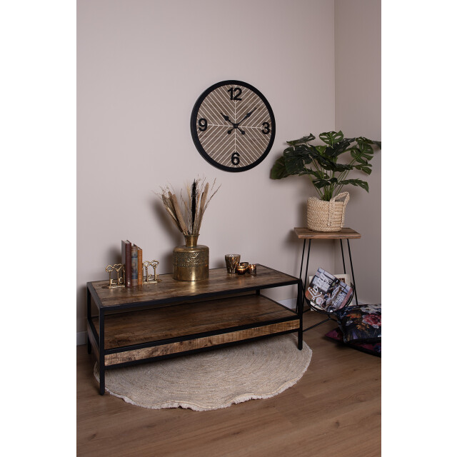 Clayre & Eef Salontafel 110x55x40 cm zwart hout ijzer bijzettafel 2444163 large