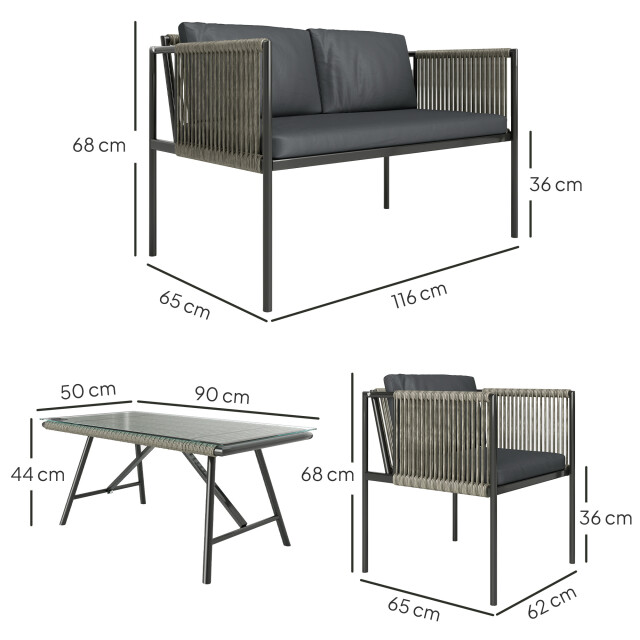 4goodz Tuinmeubelset 4-delig met salontafel, bank en 2 stoelen 3195796 large