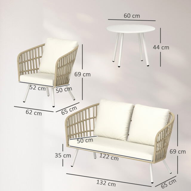 4goodz Tuinmeubelset 4-delig met salontafel bank en 2 stoelen creme 3195797 large
