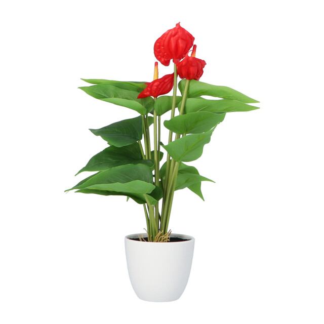 Kopu ® 2 stuks anthurium kunstplant 40 cm 3 bloemen flamingoplant 2612746 large