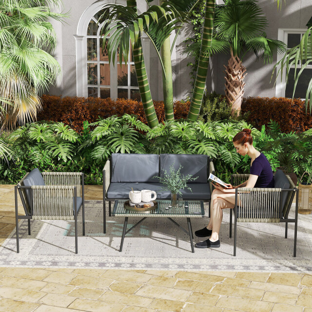 4goodz Tuinmeubelset 4-delig met salontafel, bank en 2 stoelen 3195796 large