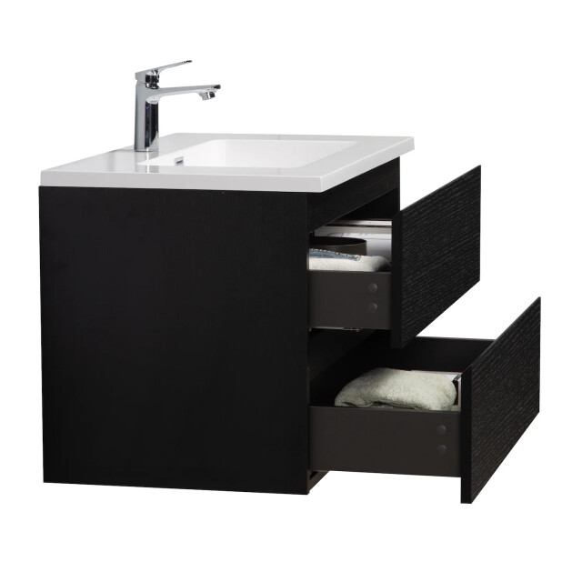 Badplaats Badkamermeubel set angela 80cm zwart houtnerf badmeubel met 3195790 large