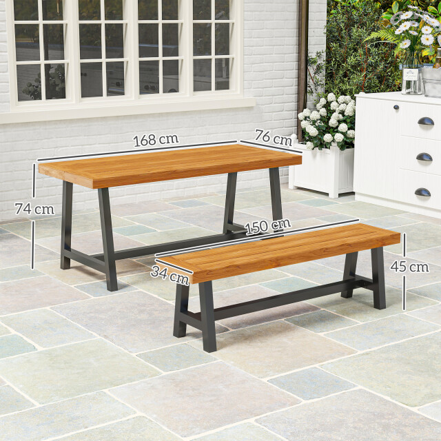 4goodz Tuintafelset voor 4 personen met houten tafelblad /bruin 3195795 large