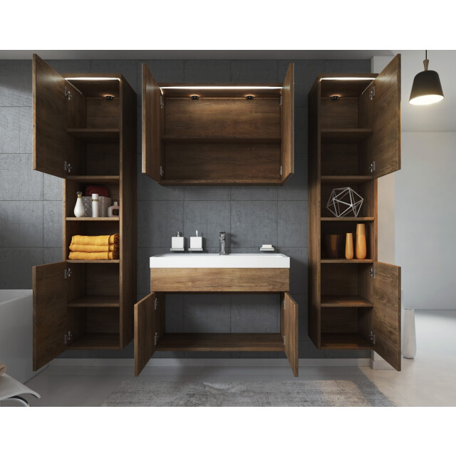 Badplaats Badkamermeubel set paso xl 80 x 40 cm bruin eiken badmeubel met 3181364 large