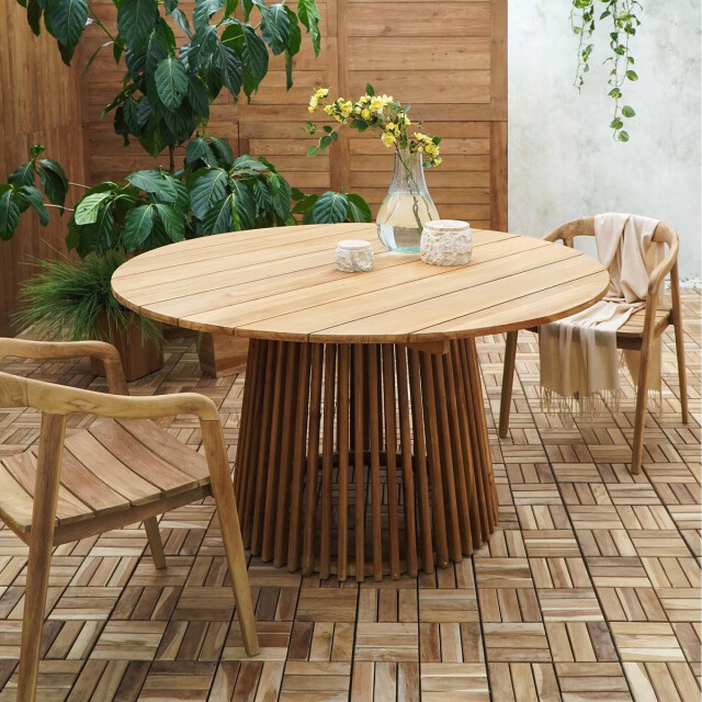 Artichok Lidewij ronde teakhouten tuintafel naturel Ø 120 cm 3195771 large
