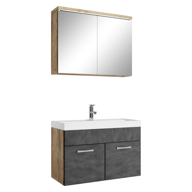 Badplaats Badkamermeubel set paso 02 80 x 40 cm kastanje eiken met donker 3181090 large