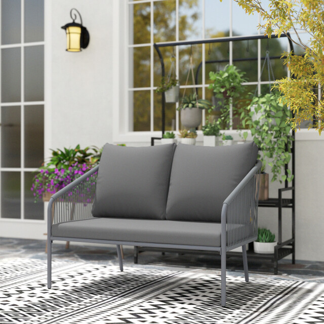 4goodz Outsunny polyrattan 2-zits tuinbank met kussens - 3195909 large
