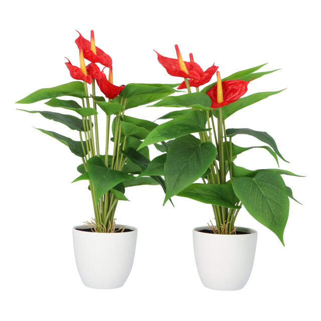 Kopu ® 2 stuks anthurium kunstplant 40 cm 3 bloemen flamingoplant 2612746 large