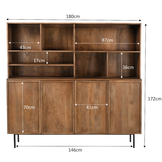Livingfurn kabinetkast elan 180x150x45 cm mangohout 2936308 large