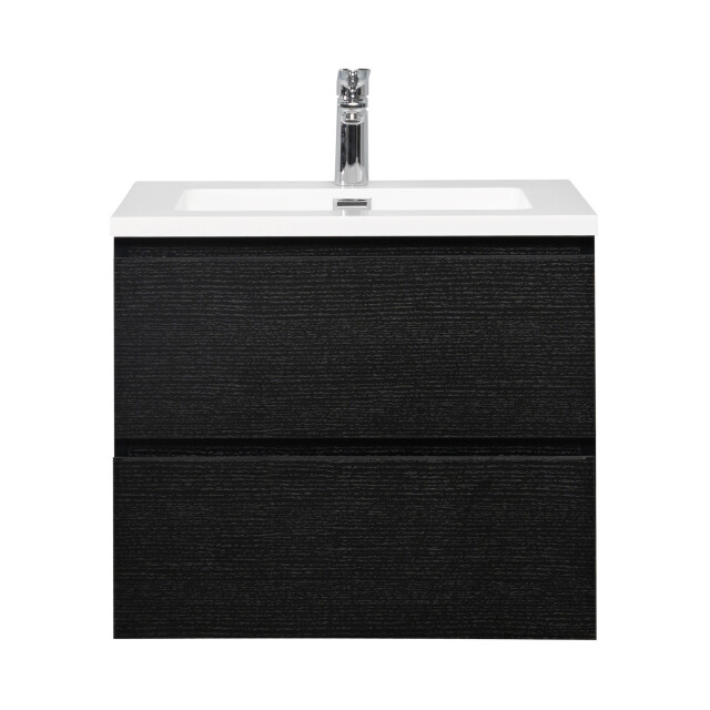 Badplaats Badkamermeubel set angela 60cm zwart houtnerf badmeubel met 3195791 large