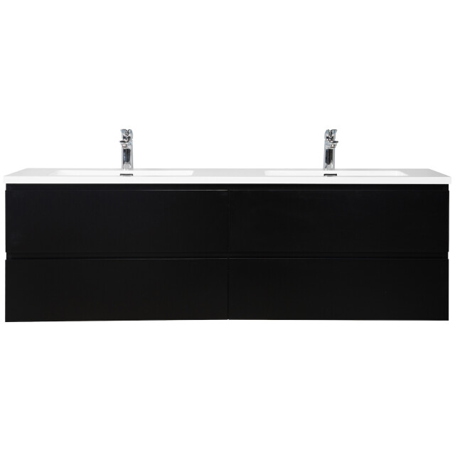 Badplaats Badkamermeubel set angela 160cm mat zwart badmeubel met wastafel 3195789 large
