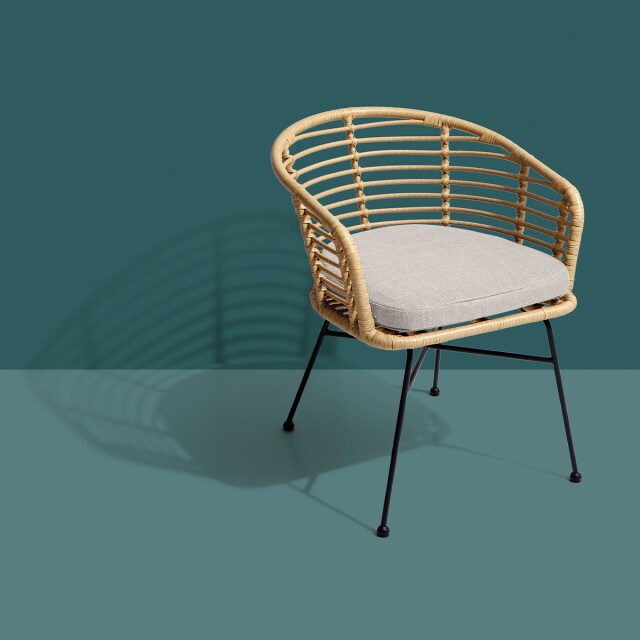 Lisomme Dax rotan tuinstoel naturel met kussen 2028640 large