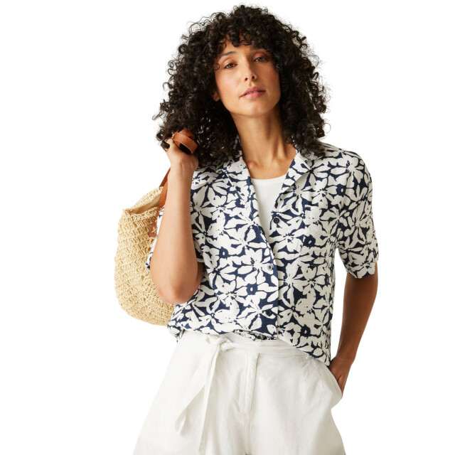 Regatta Dames salise bloemen lichtgewicht shirt UTRG11915_navywhite large