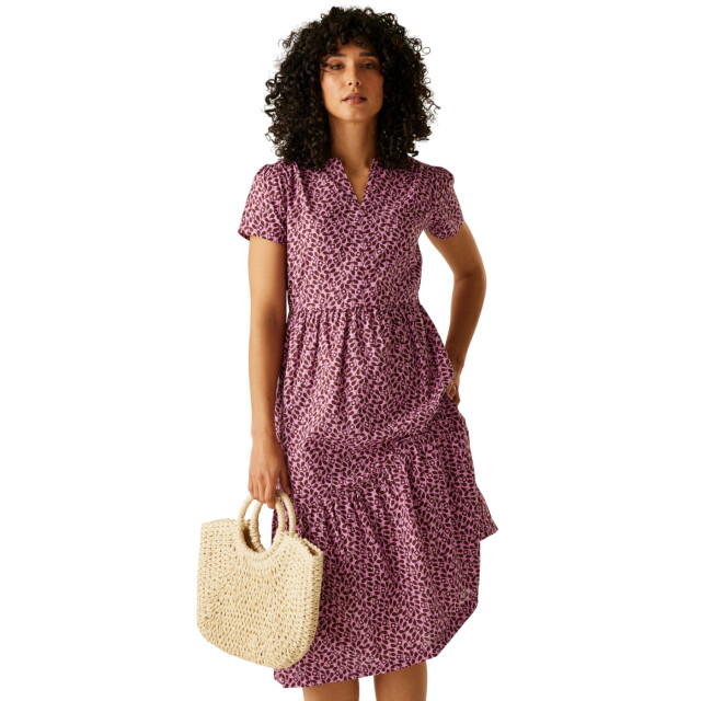 Regatta Dames orla kiely jasmine bloemen gestreepte midi jurk UTRG11959_morello large