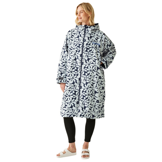 Regatta Grote gebloemde badjas voor volwassenen UTRG11852_navywhite large