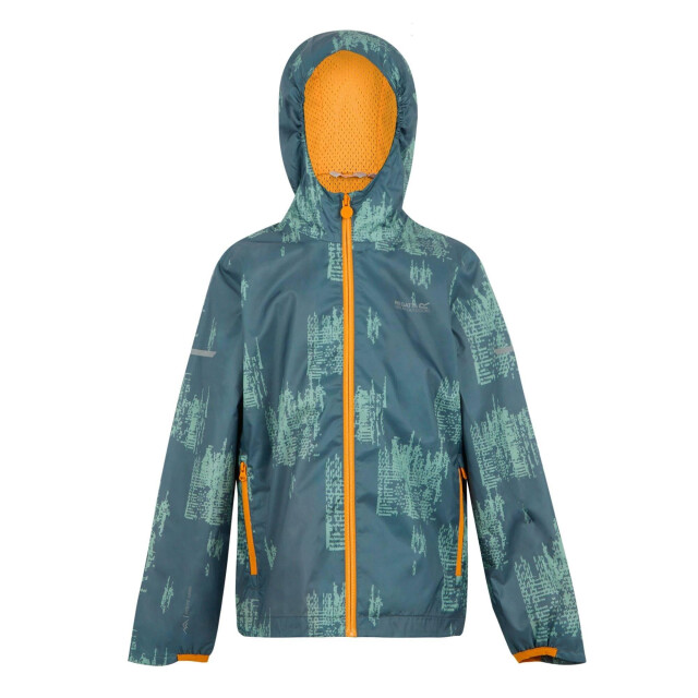 Regatta Waterdichte kinder/kinder lever ii jas met opdruk UTRG11773_stormyweatherglacierbrightmarigold large