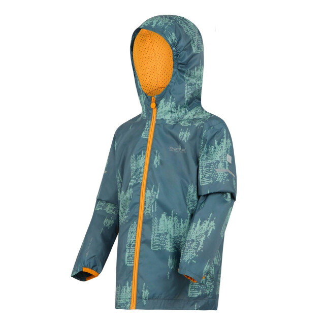 Regatta Waterdichte kinder/kinder lever ii jas met opdruk UTRG11773_stormyweatherglacierbrightmarigold large
