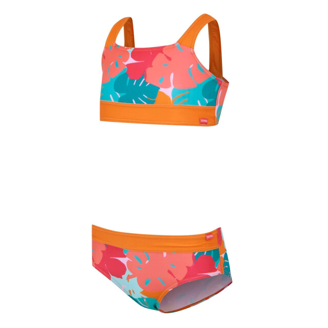 Regatta Meisjes dakaria iii tropical leaves bikiniset UTRG11772_orangebluepink large