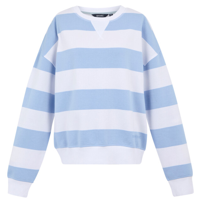 Regatta Dames avika ii stripe crew neck trui UTRG11593_chambraybluewhite large