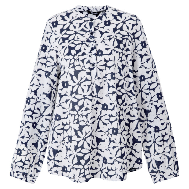 Regatta Dames natine large bloemig lichtgewicht shirt UTRG11578_navywhite large
