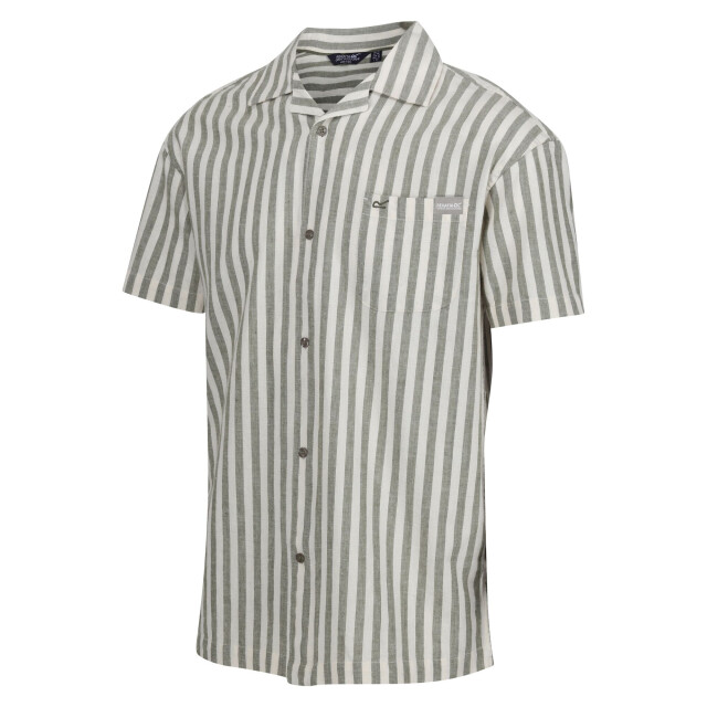 Regatta Heren shorebay ii gestreept shirt met korte mouwen UTRG11066_faunaantiquewhite large