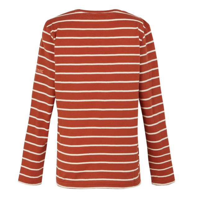 Regatta Dames federica ii stripe t-shirt met lange mouwen UTRG10886_redochrelightvanilla large