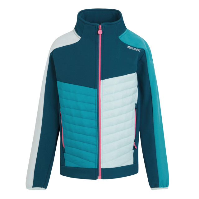 Regatta Childrens/kids brynden gewatteerde full zip soft shell jas UTRG12021_moroccanbluebleachedaqua large