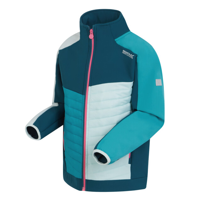 Regatta Childrens/kids brynden gewatteerde full zip soft shell jas UTRG12021_moroccanbluebleachedaqua large