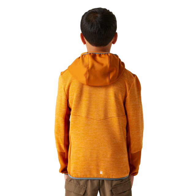 Regatta Kinder/kids dissolver x fleece full zip hoodie UTRG12008_brightmarigoldstormyweather large